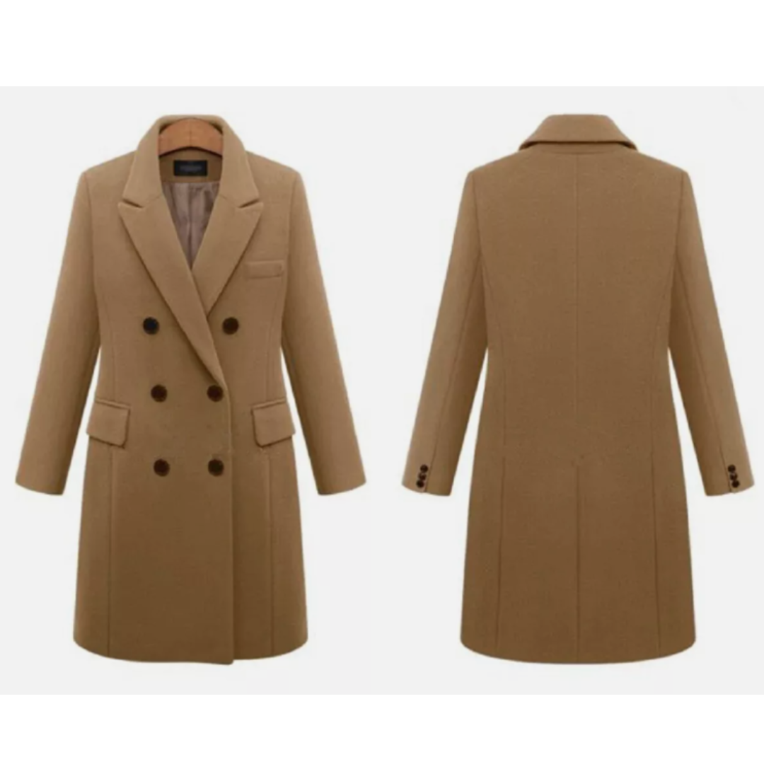 Long women's coat Tailored fit Wool blend Double-zip Classic