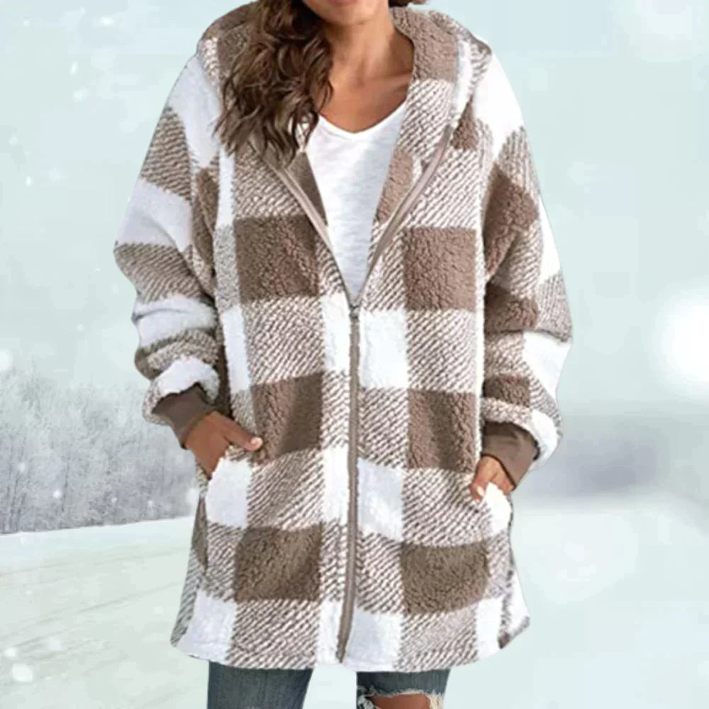 Modischer Karomantel Damen Winter