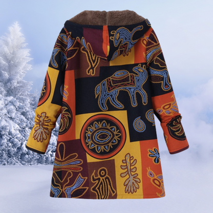 Women's Winter Jacket Long Floral Pattern Elegant