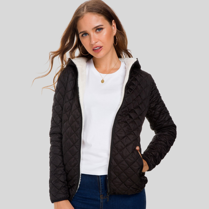 Tailored quilted jacket diamond pattern zipper