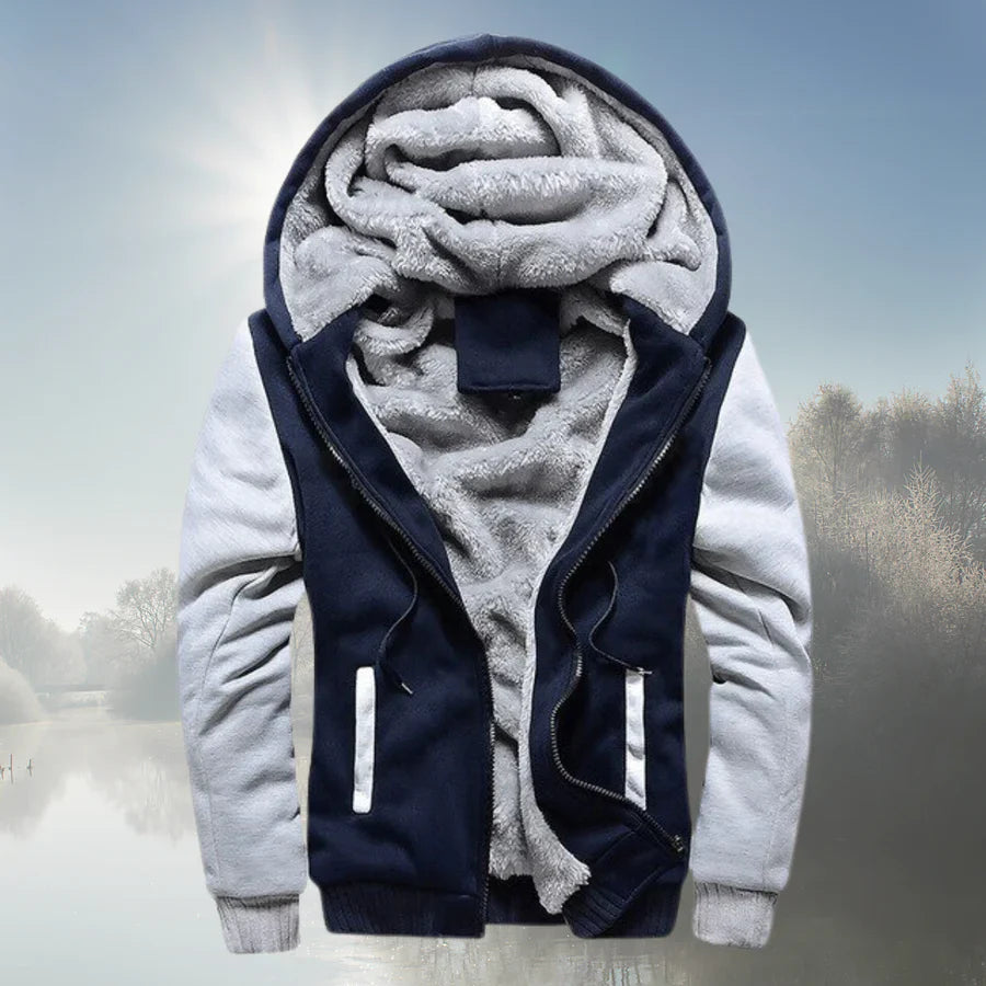 Fleece jacket with hood and warm zip
