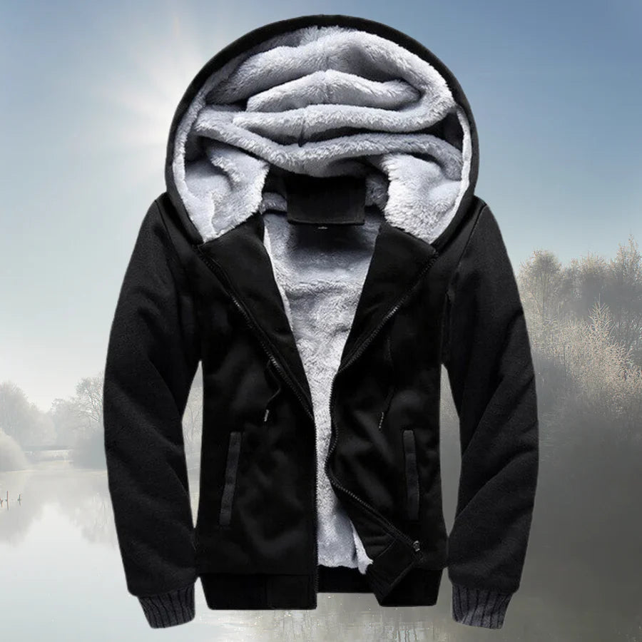 Fleece jacket with hood and warm zip