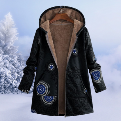 Women's Winter Jacket Long Floral Pattern Elegant