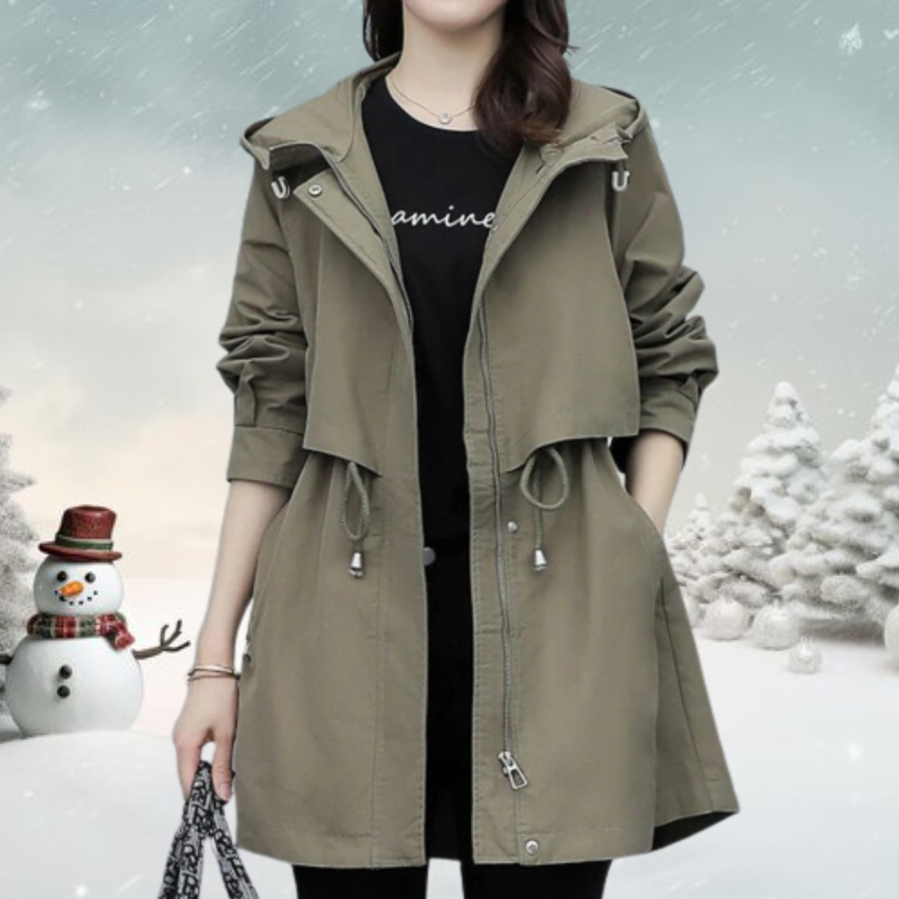 Stylish Women's Hooded Trench Coat