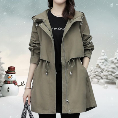 Stylish Women's Hooded Trench Coat