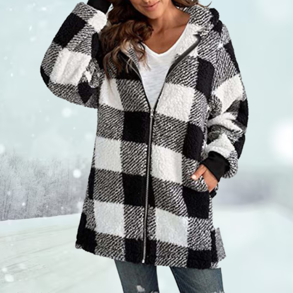 Comfortable Winter Jacket Plaid Hood