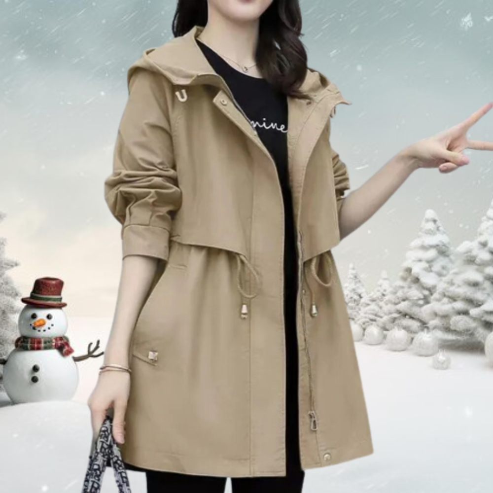 Stylish Women's Hooded Trench Coat