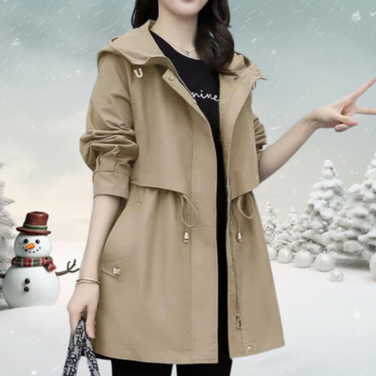 Stylish Women's Hooded Trench Coat