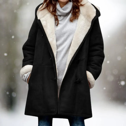 Yarelli - Luxury Fleece Jacket Leather Look Mid-Length Hood