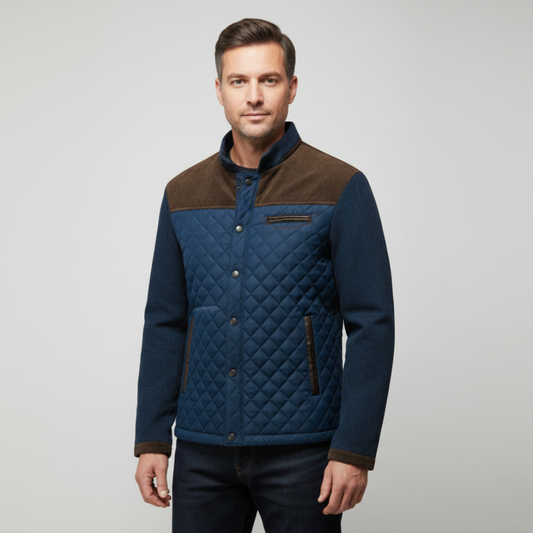 Stilvolle Steppjacke mit Wildleder und Hochkragen - IdealeKleiden