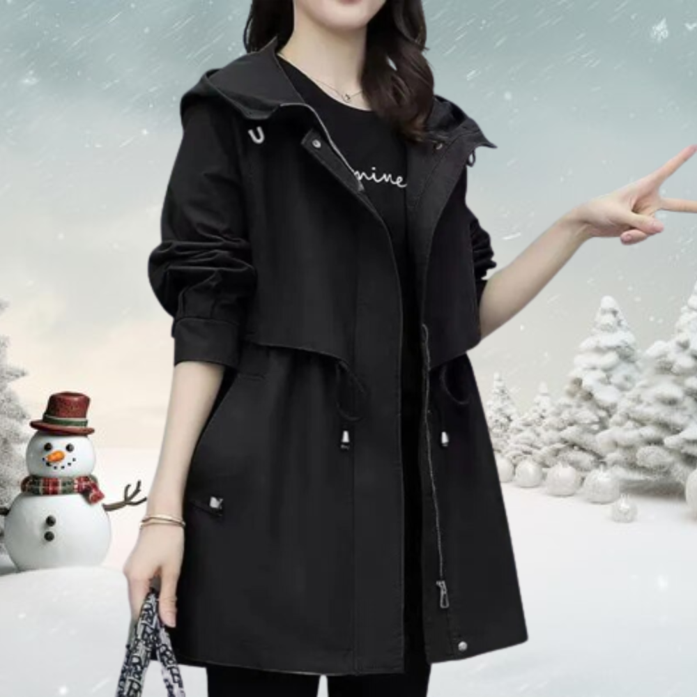 Stylish Women's Hooded Trench Coat