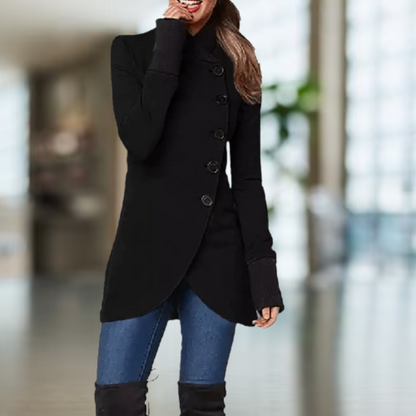 Elegant Women's Coat Asymmetrical Button Closure Slim Fit
