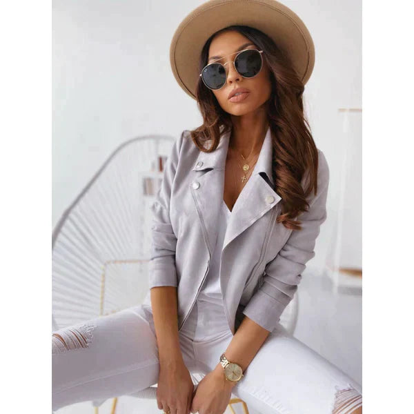 Stylish Women's Soft Suede Leather Jacket