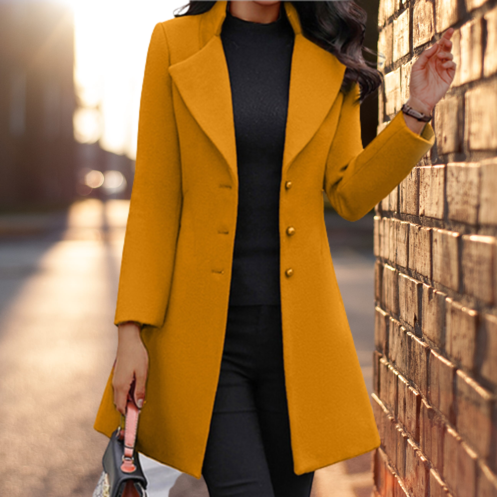 Long women's coat Wool blend Tailored fit Business Elegant
