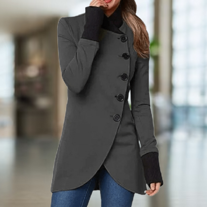 Elegant Women's Coat Asymmetrical Button Closure Slim Fit