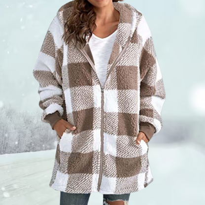 Comfortable Winter Jacket Plaid Hood