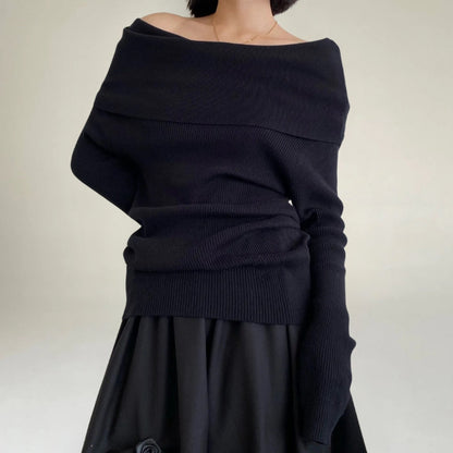 Women's Off-Shoulder Knit Sweater Elegant Design