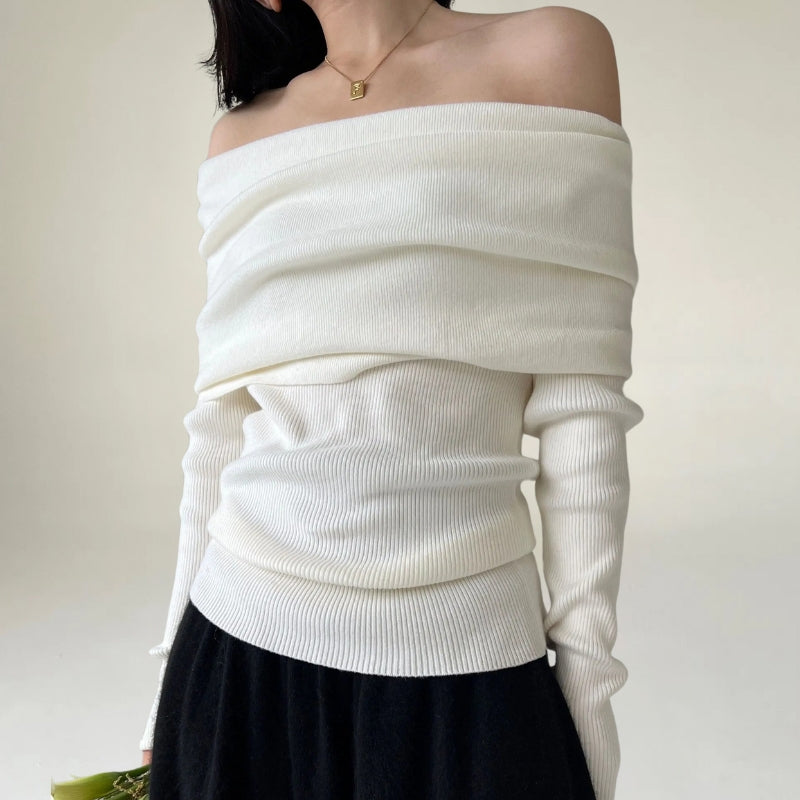 Women's Off-Shoulder Knit Sweater Elegant Design