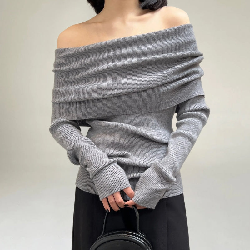 Women's Off-Shoulder Knit Sweater Elegant Design