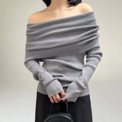 Women's Off-Shoulder Knit Sweater Elegant Design
