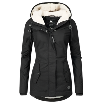 Warme Damenwinterjacke mit Kapuze Steppjacke