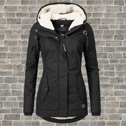 Elegant long coat with fur lining