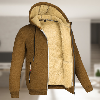 Men's Warm Winter Jacket with Hood Fleece