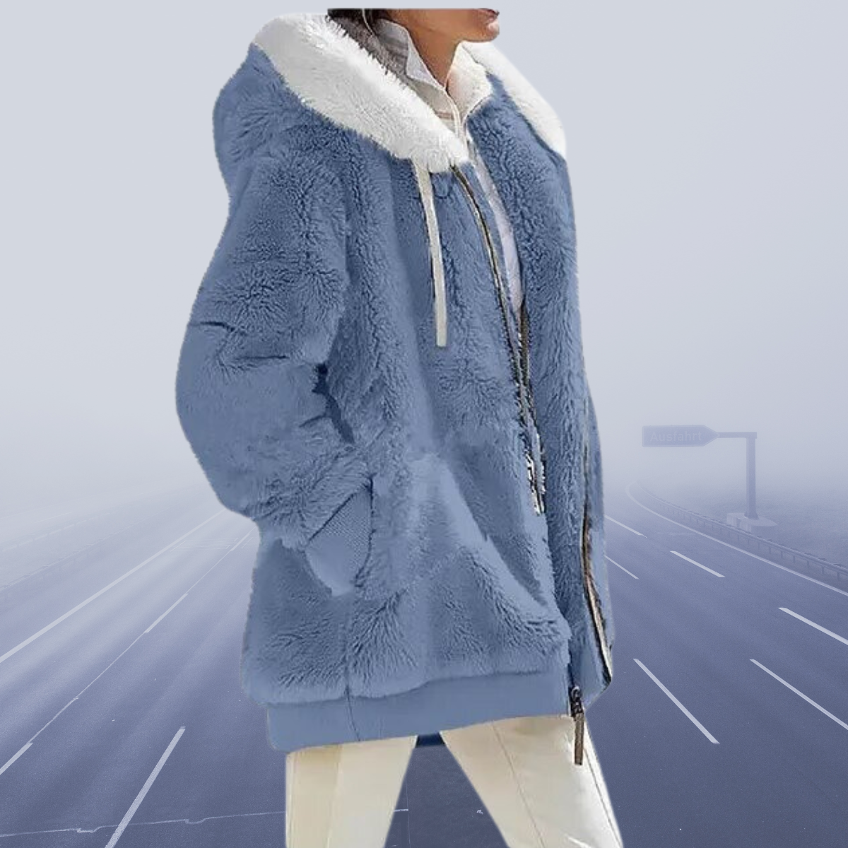 Women's Faux Fur Jacket Warm Hooded Zipper