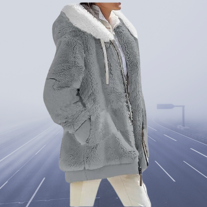 Women's Faux Fur Jacket Warm Hooded Zipper