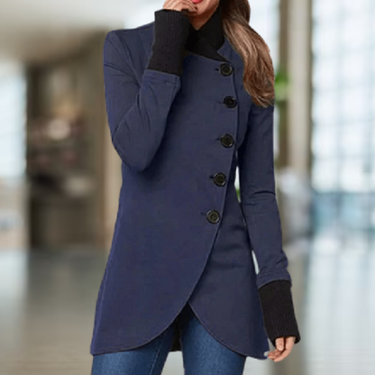 Elegant Women's Coat Asymmetrical Button Closure Slim Fit