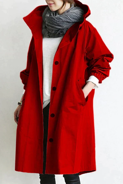 Long Trench Coat Women Elegant Hood