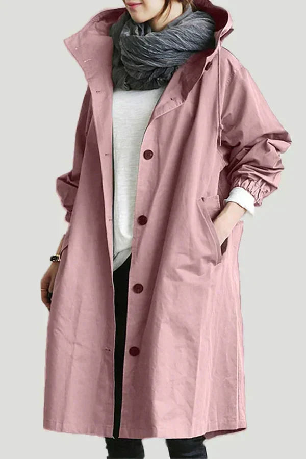 Long Trench Coat Women Elegant Hood