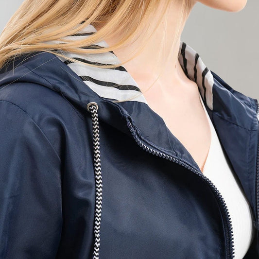Wasserdichte Regenjacke Damen Langarm Kapuze - IdealeKleiden