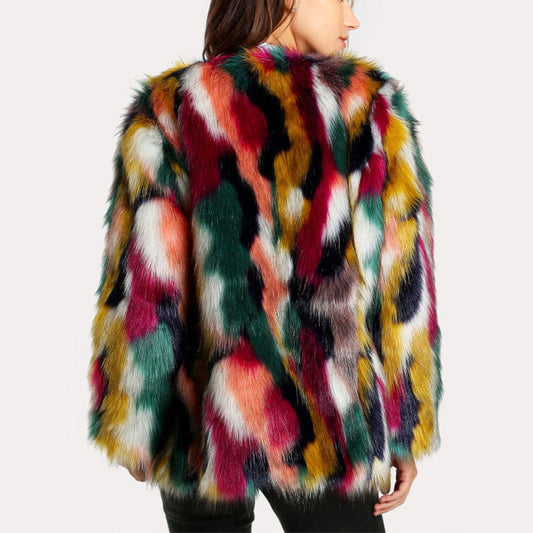 Modisches Kleid | Kunstfell Wintermantel - IdealeKleiden