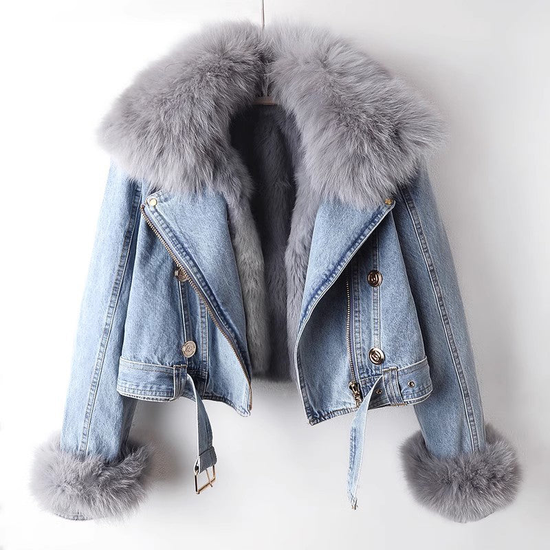 Elegant Denim Coat Women Luxury