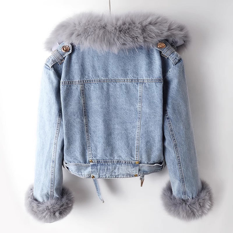 Eleganter Denim-Mantel Damen Luxus - IdealeKleiden