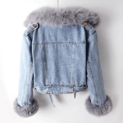 Eleganter Denim-Mantel Damen Luxus - IdealeKleiden