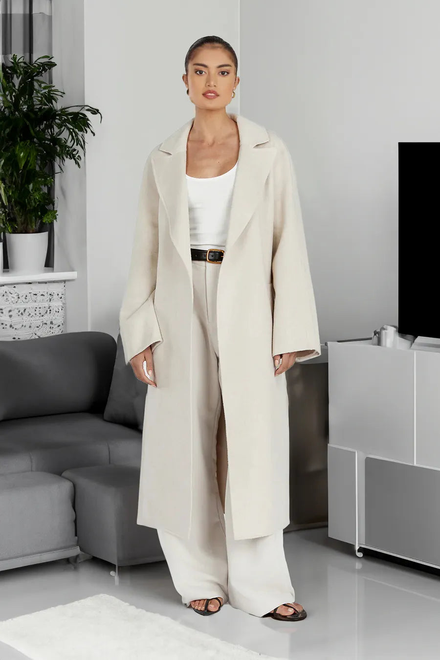 Women's Long Elegant Wool Trench Coat