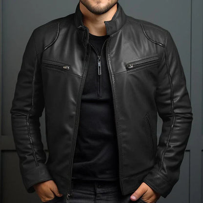 Stylish Men's Vintage Look Leather Jacket
