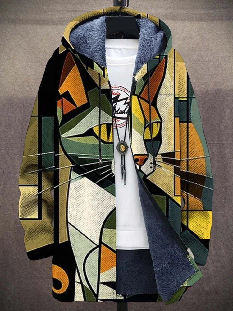 Stylish women's coat with a colorful design