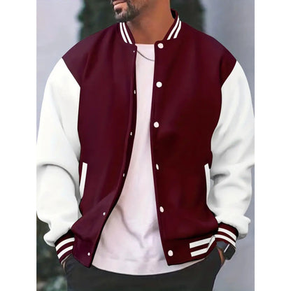 Men's Bomber Jacket Sporty Button Closure
