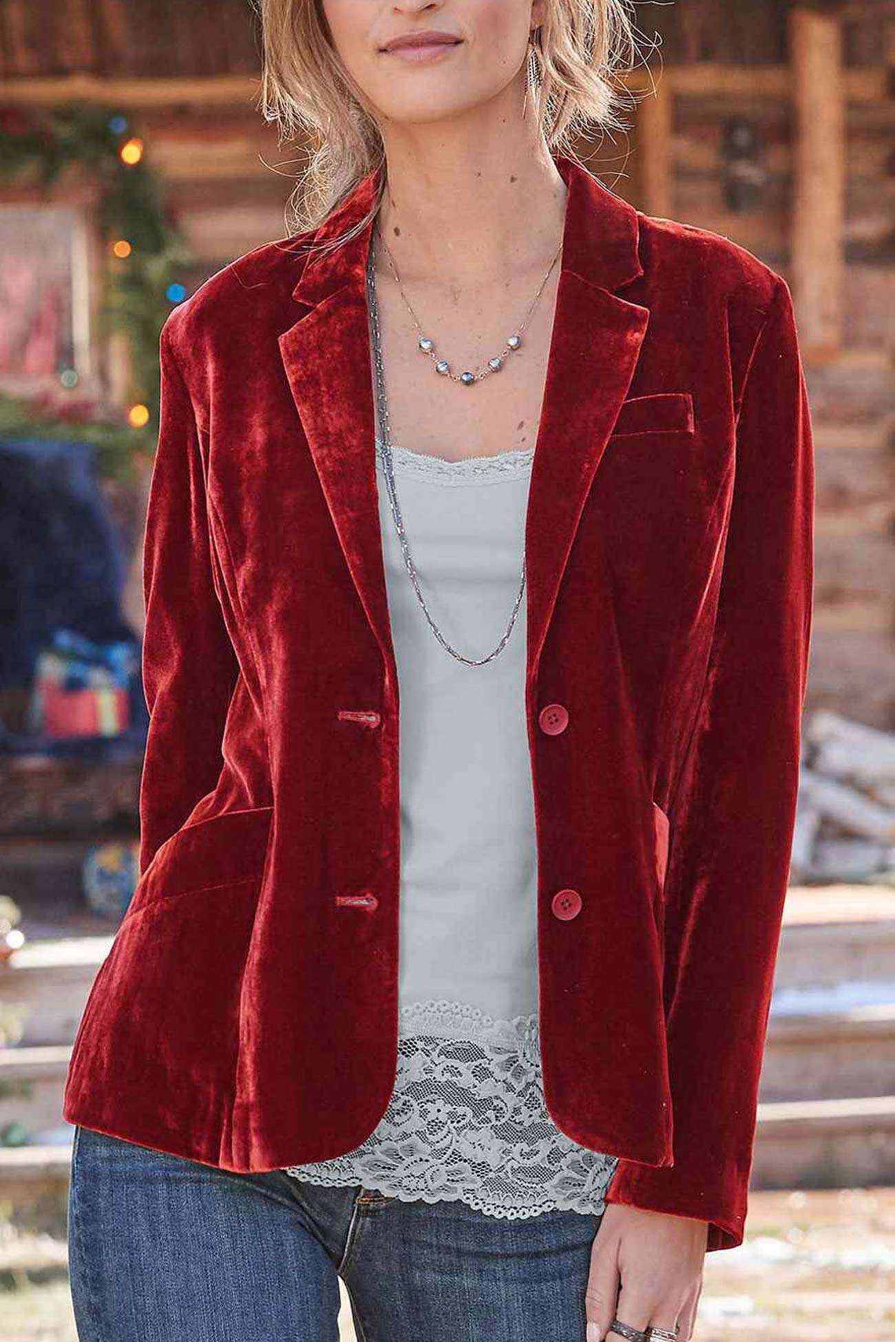 Elegant Dress | Red Velvet Blazer Crop Top