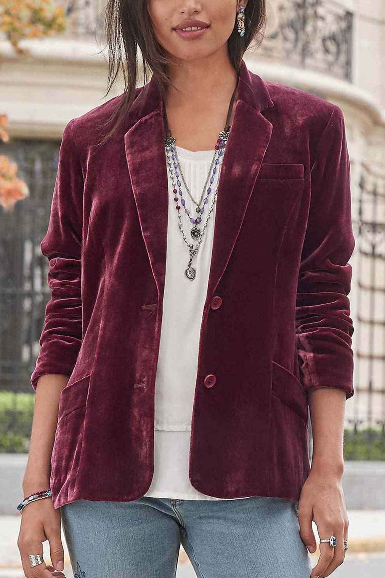 Elegantes Kleid | Roter Samt Blazer Crop Top - IdealeKleiden
