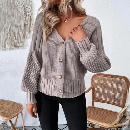 Women's Knitted Cardigan Long Sleeve Button Closure