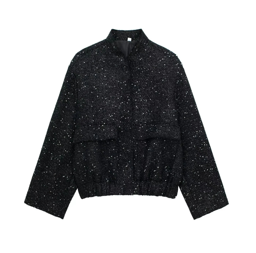 Glitter Jacket Women Statement Blazer Open Front
