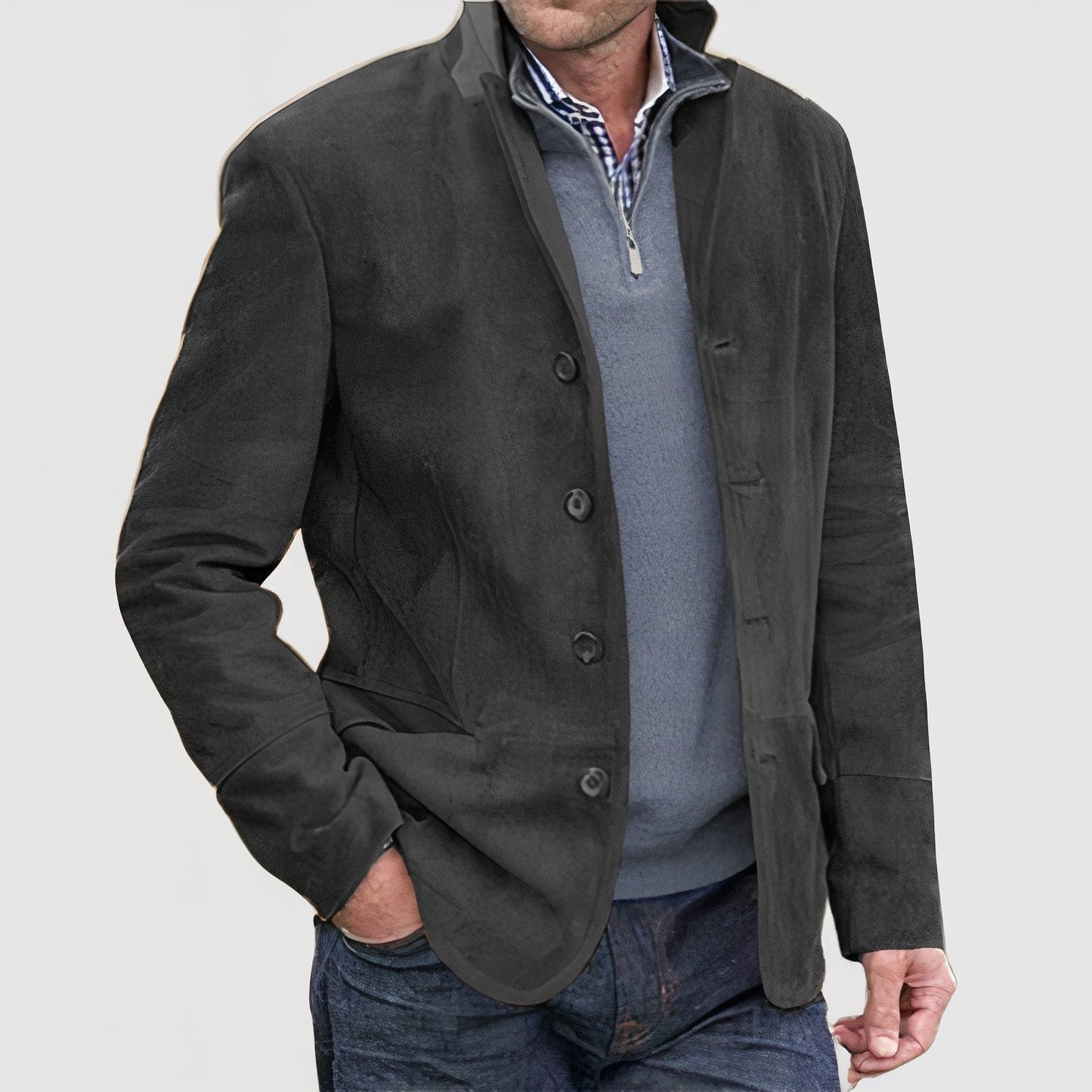 Men's Quilted Jacket Turn-down Collar Modern Casual