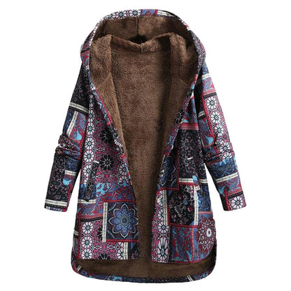 Stylish Hooded Jacket Floral Print