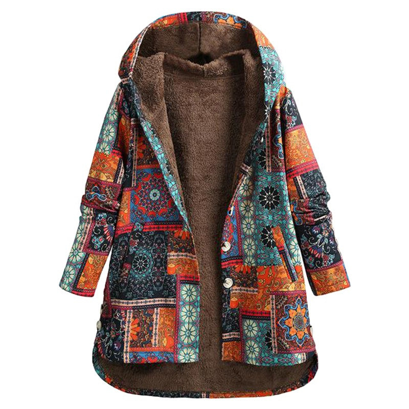 Stylish Hooded Jacket Floral Print