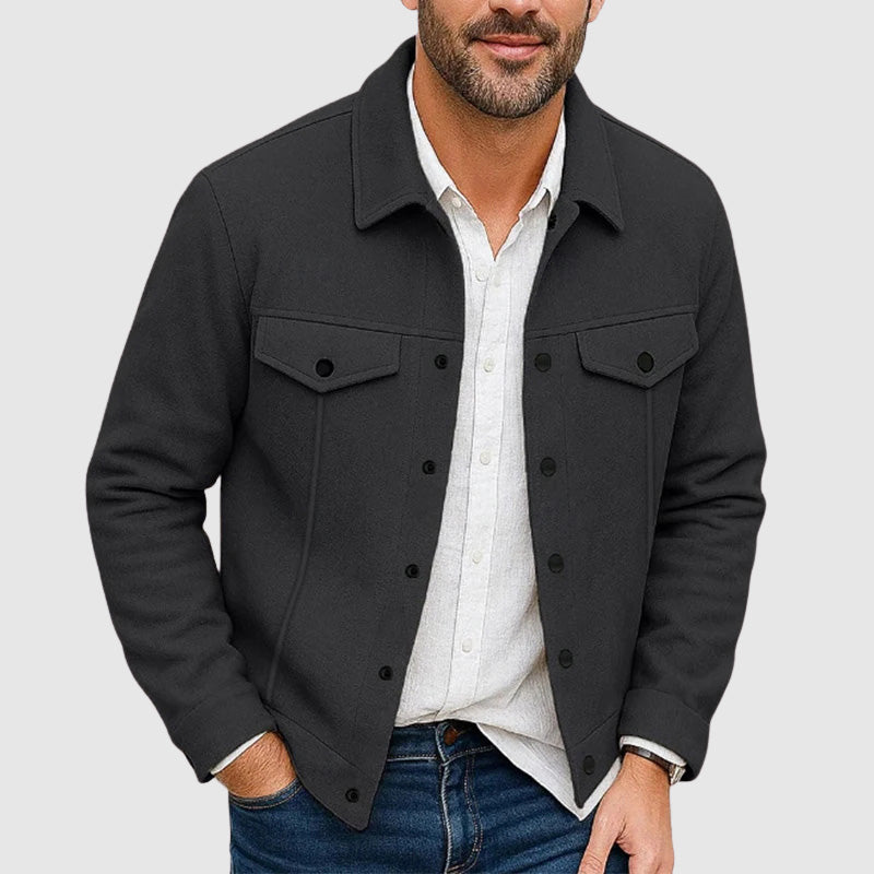 Stylish Women's Leather Jacket Button-Up Design