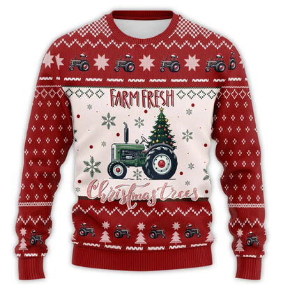 Christmas Sweater Tractor Design - Comfortable Men's Sweater